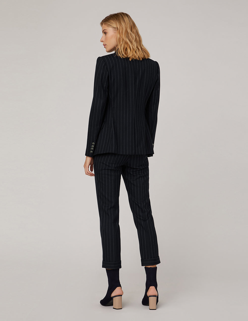 MARYLING Stripe Crop Leg Suit Trousers