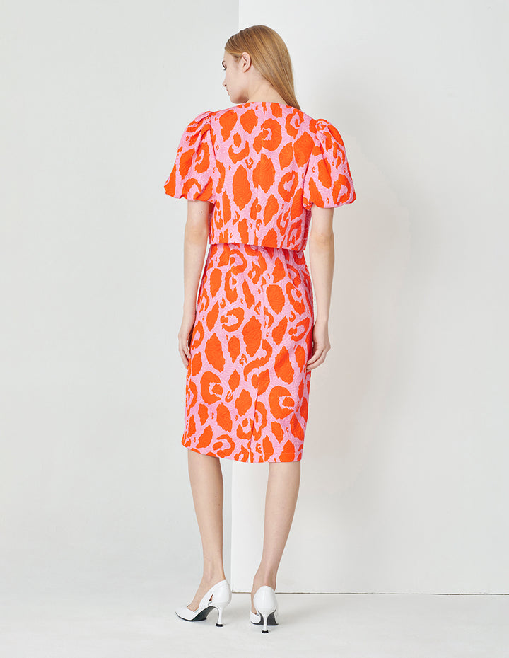 MARYLING Summer Flower Sea Puff Sleeve Short Jacquard Jacket