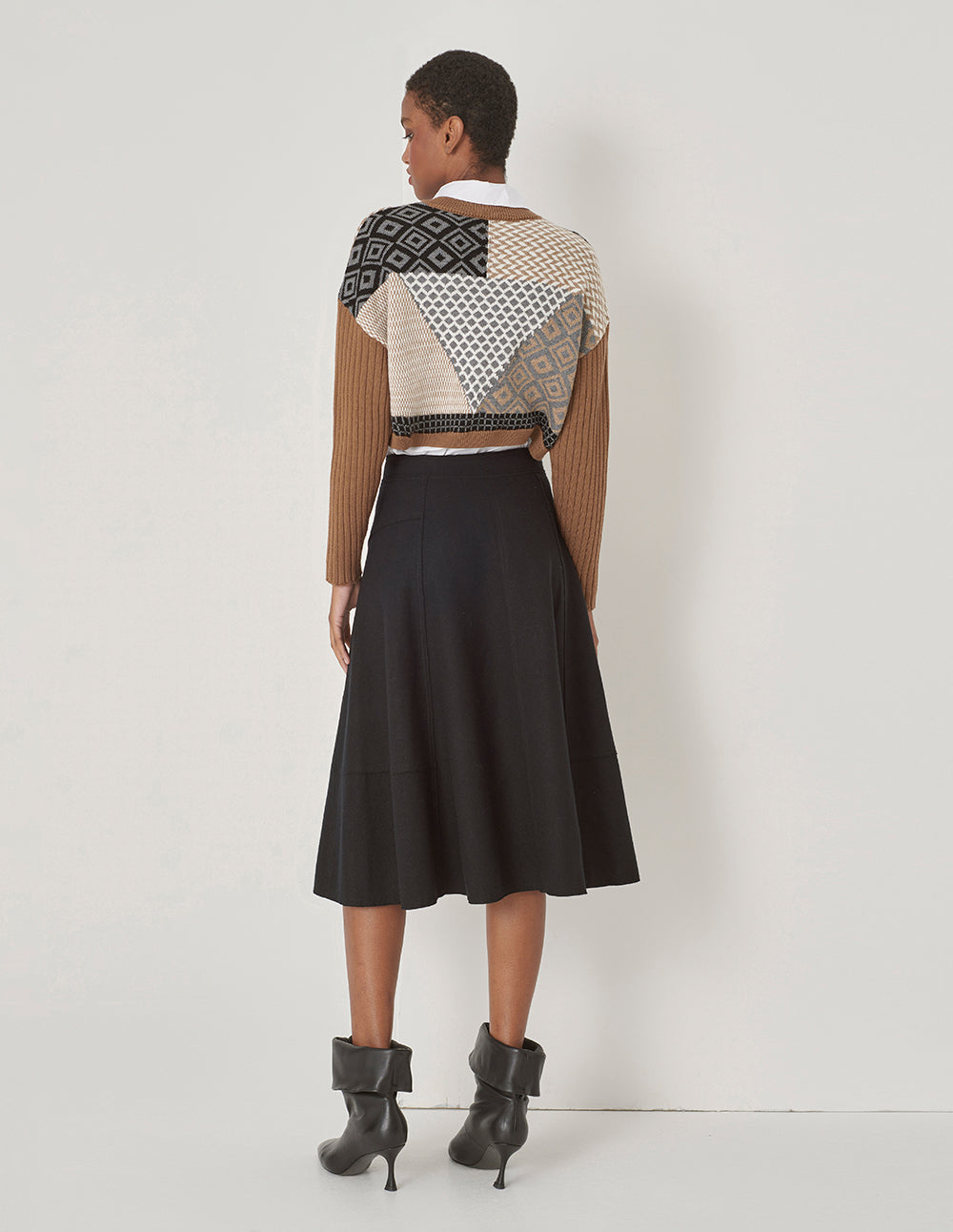 MARYLING Camel Knit Woven Matching Sweatshirt