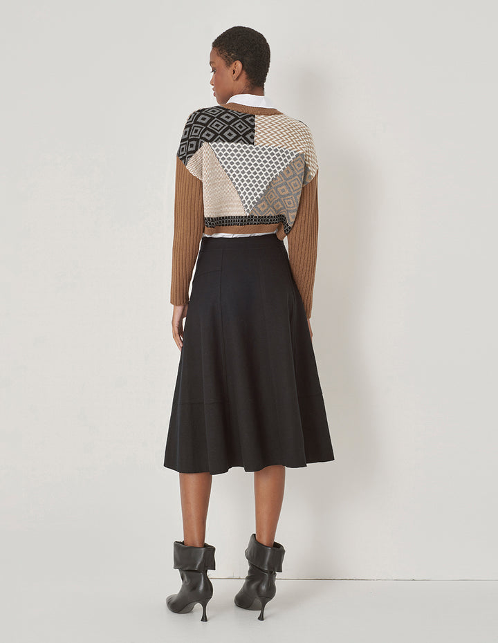 MARYLING Camel Knit Woven Matching Sweatshirt