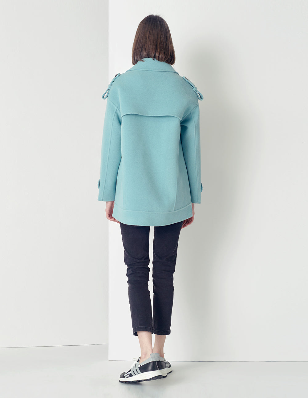 MARYLING Aqua blue double-breasted lapel coat