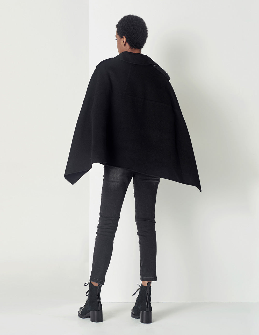 MARYLING Black Fashion Ladies Shawl Cape Coat