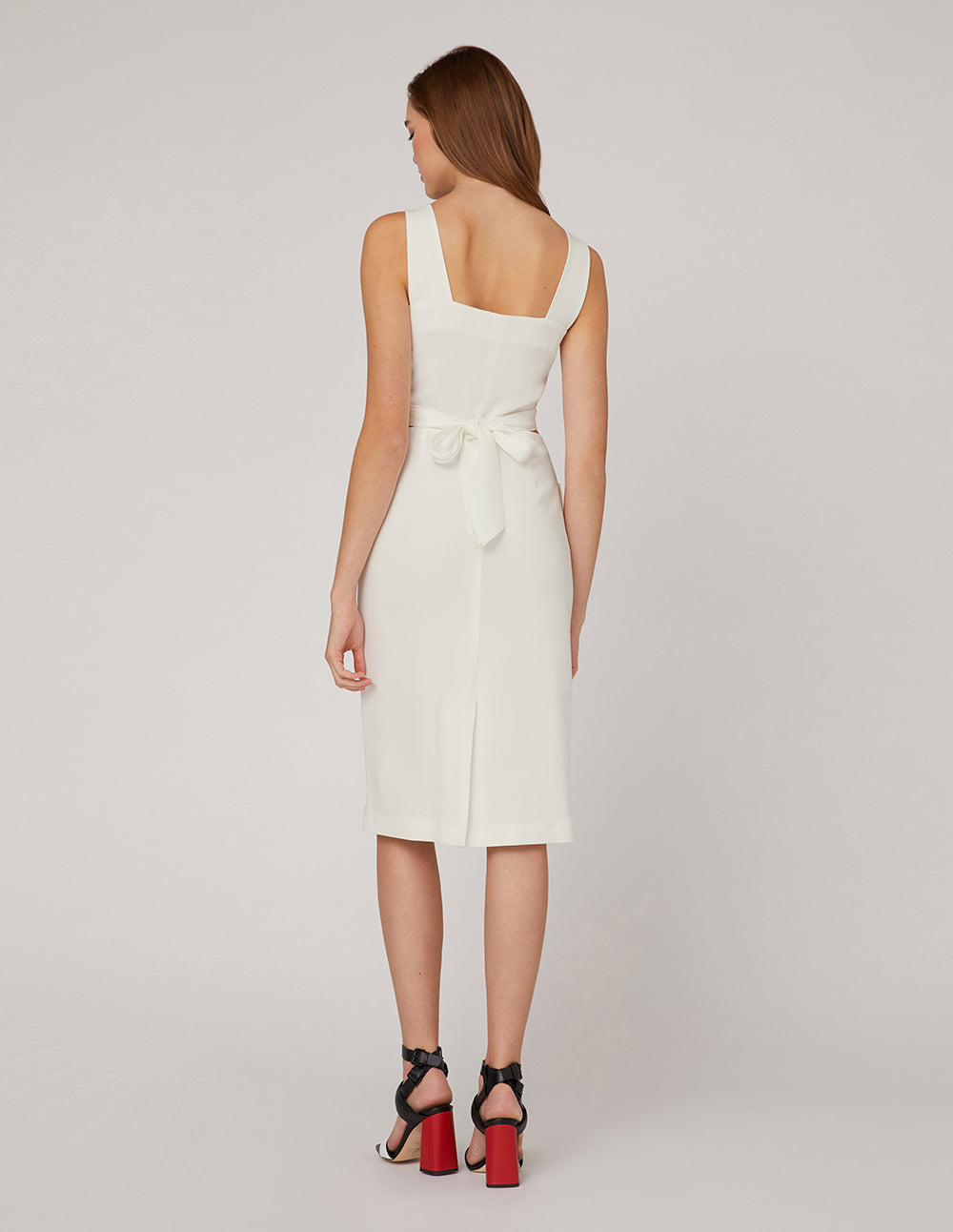 MARYLING Metallic zip overlapping waistband sleeveless dress