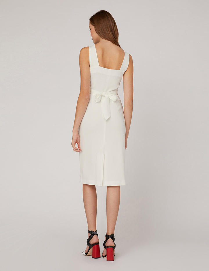 MARYLING Metallic zip overlapping waistband sleeveless dress