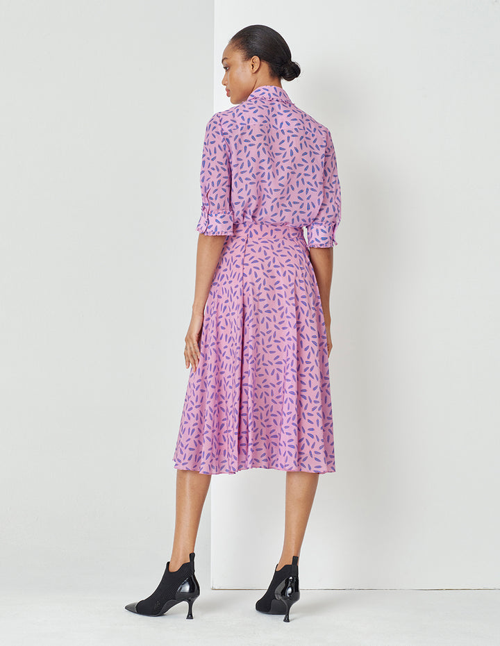 MARYLING Dreamy Pink Ruffle Side Printed Skirt