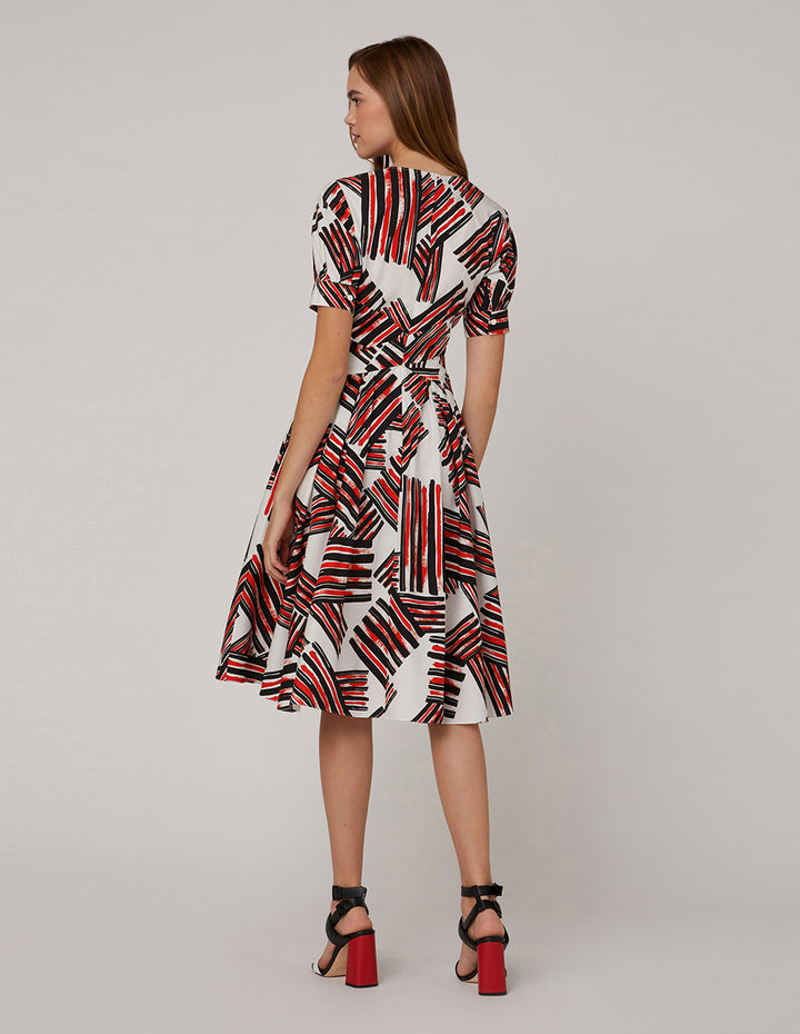 MARYLING V-Neck Puffed Sleeves Dress