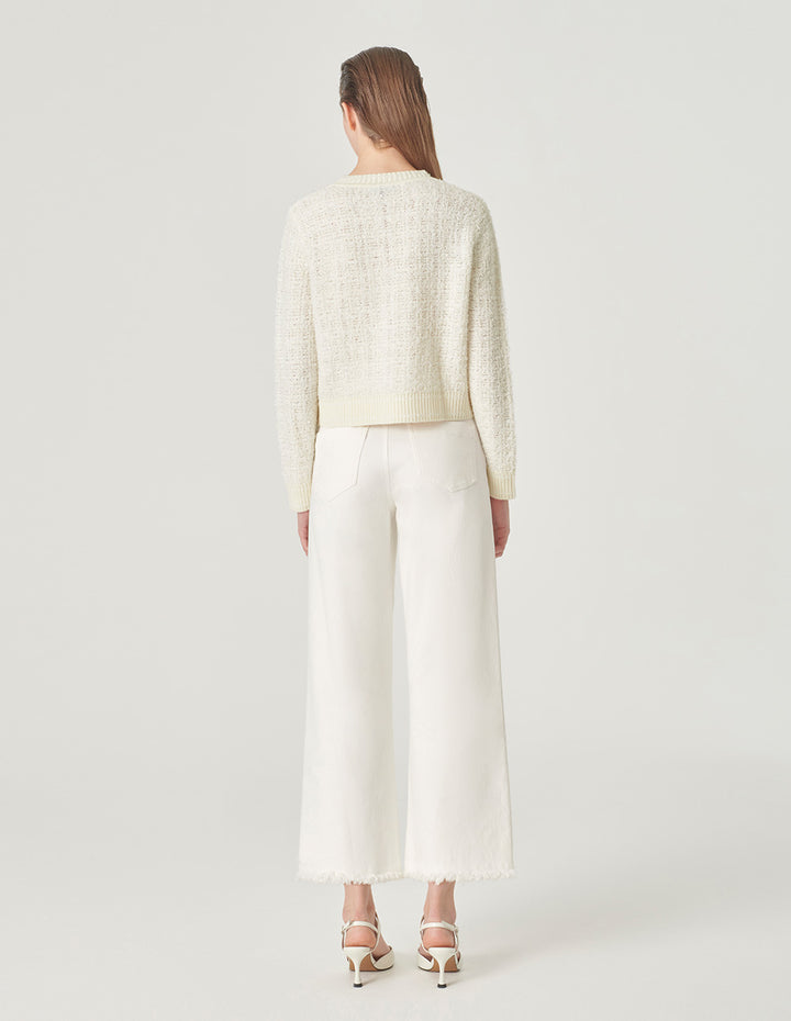 MARYLING Round Neck Dark Pattern Knitted Cardigan