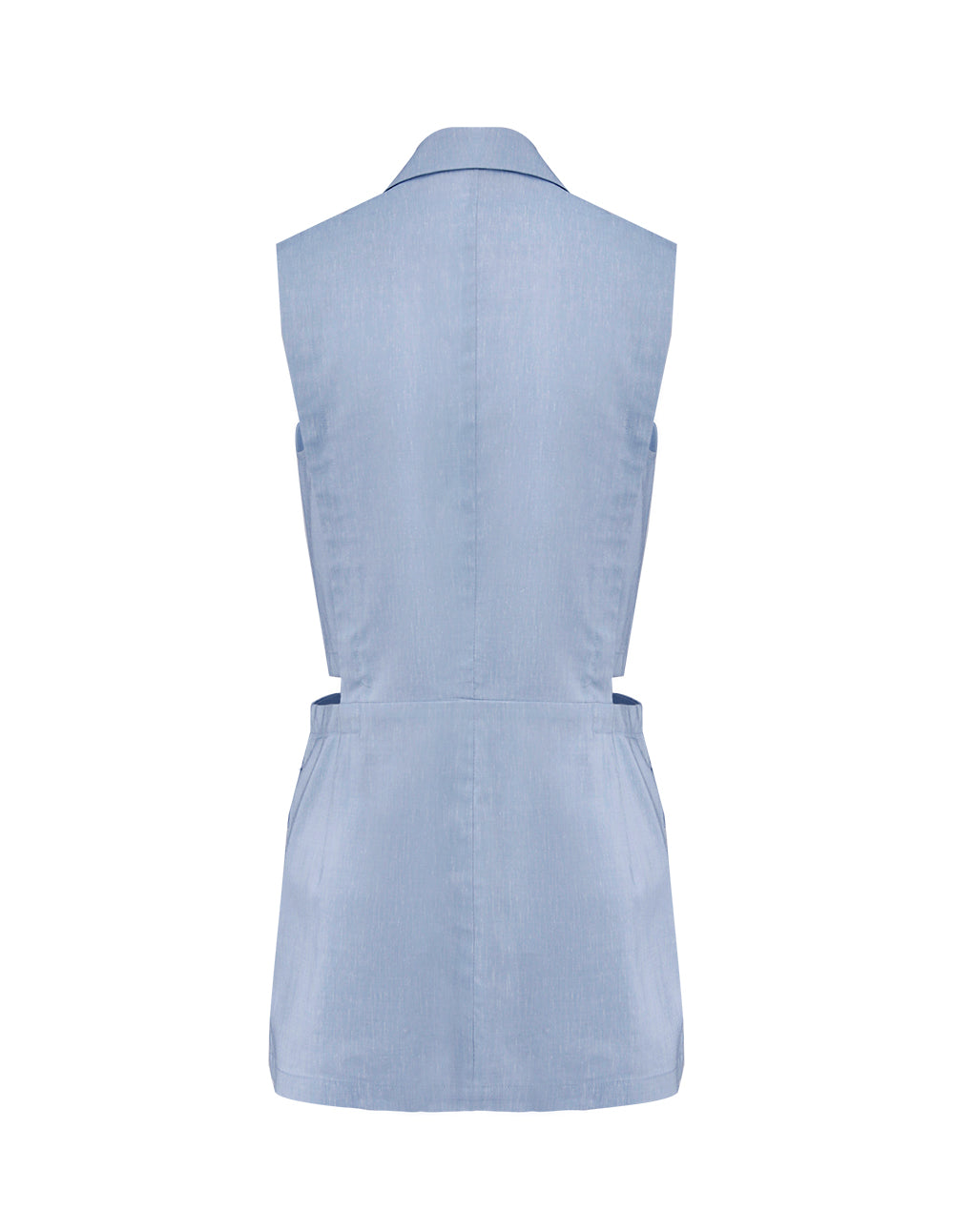 MARYLING SKY BLUE LINEN BLENDED SLEEVELESS JACKET
