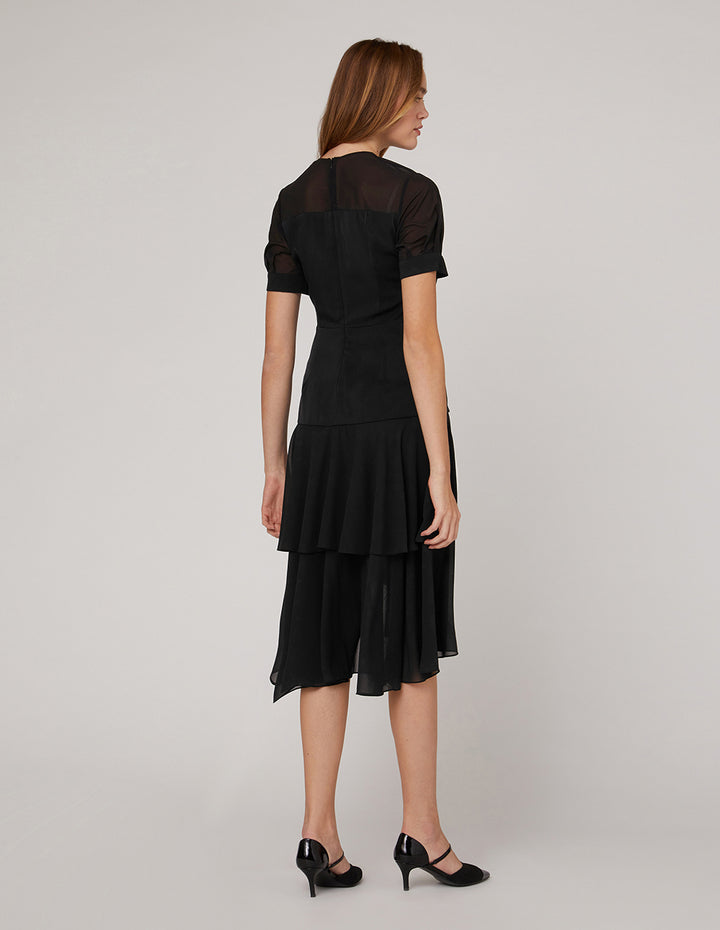 MARYLING Black noble stitching skirt dress