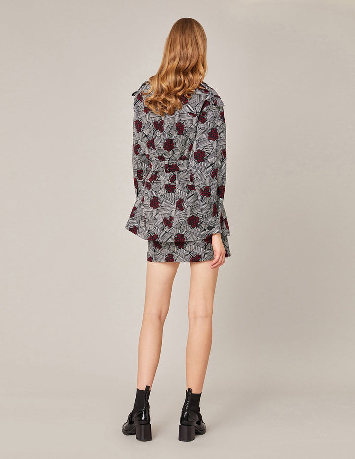 MARYLING ROSE PATTERN JACQUARD MINI SKIRT