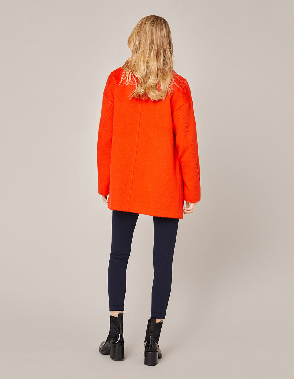 MARYLING DOUBLE-BREASTED ZIPPER SLEEVE WOOL COAT