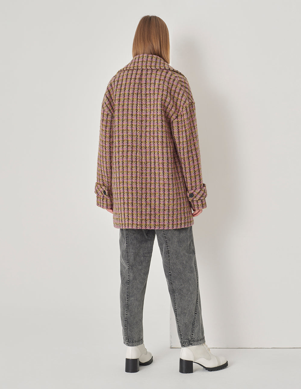 MARYLING Large Lapel Double-Breasted H-Shaped Midi Coat