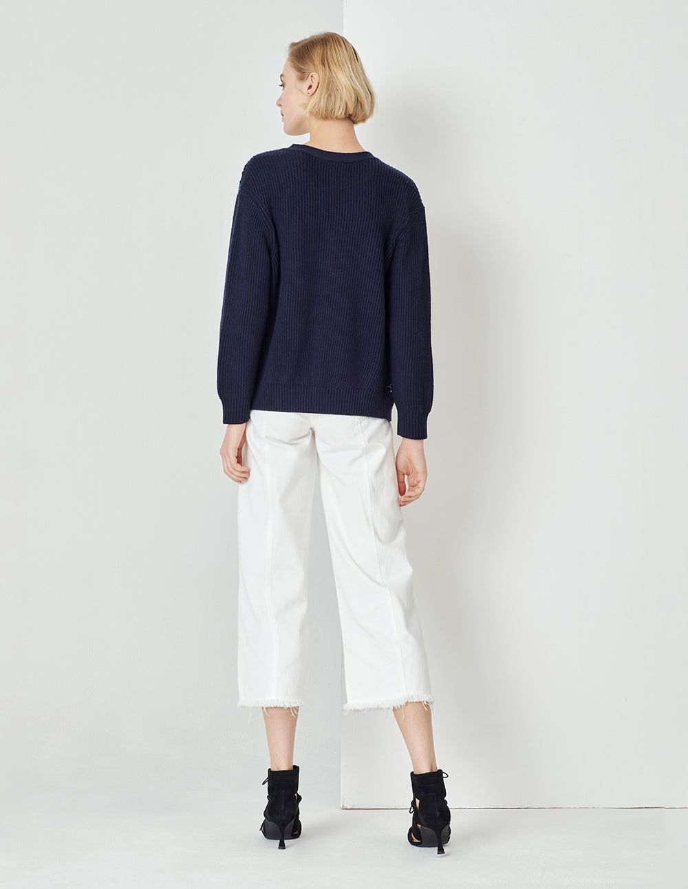 MARYLING Blue And White Check Needle Shuttle Jacket