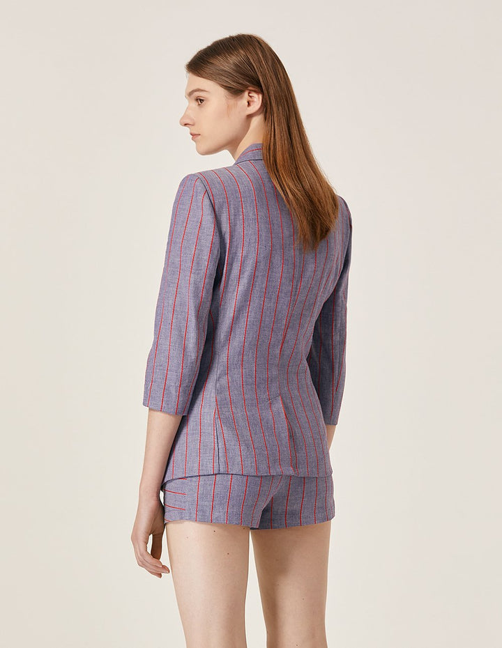 MARYLING Pink Strip Pattern Slim Fit Shorts