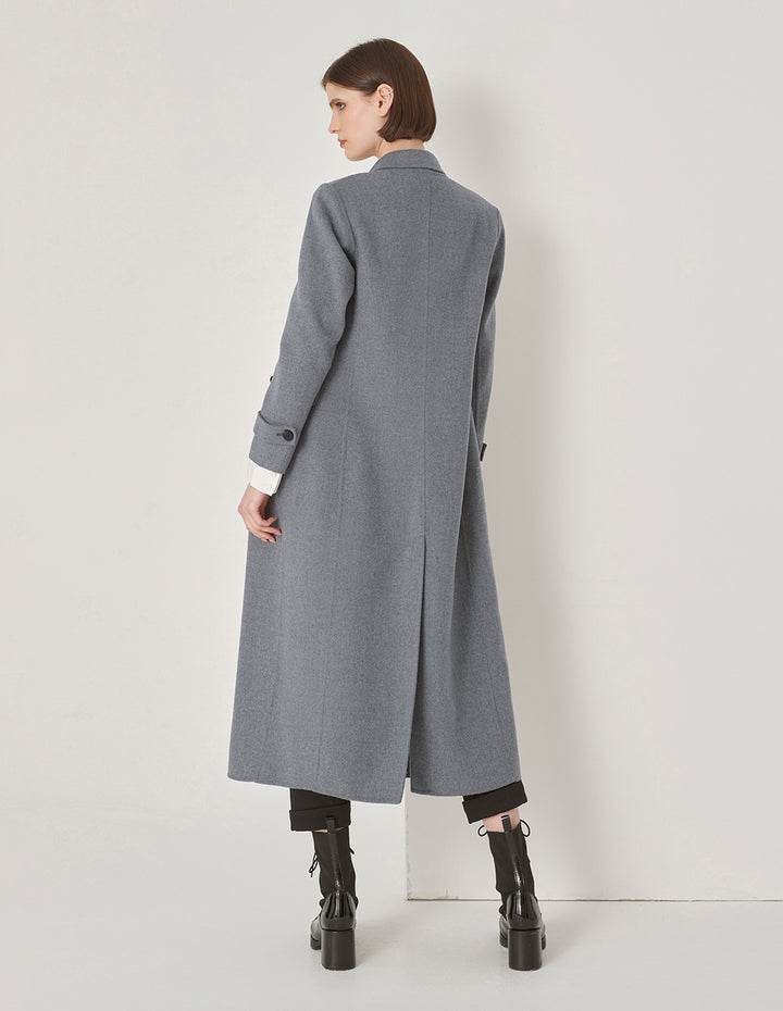 MARYLING Gray Suit Collar Double-Sided Woolen Long Coat