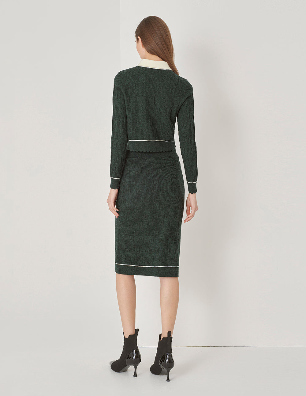 MARYLING Dark Green Jacquard Knit Skirt