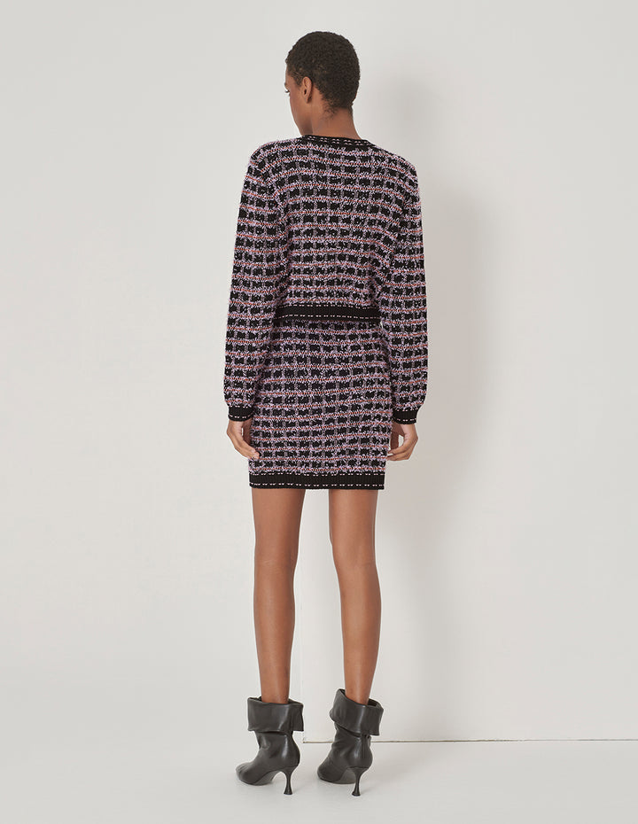 MARYLING Tweed Check Pattern Knit Skirt