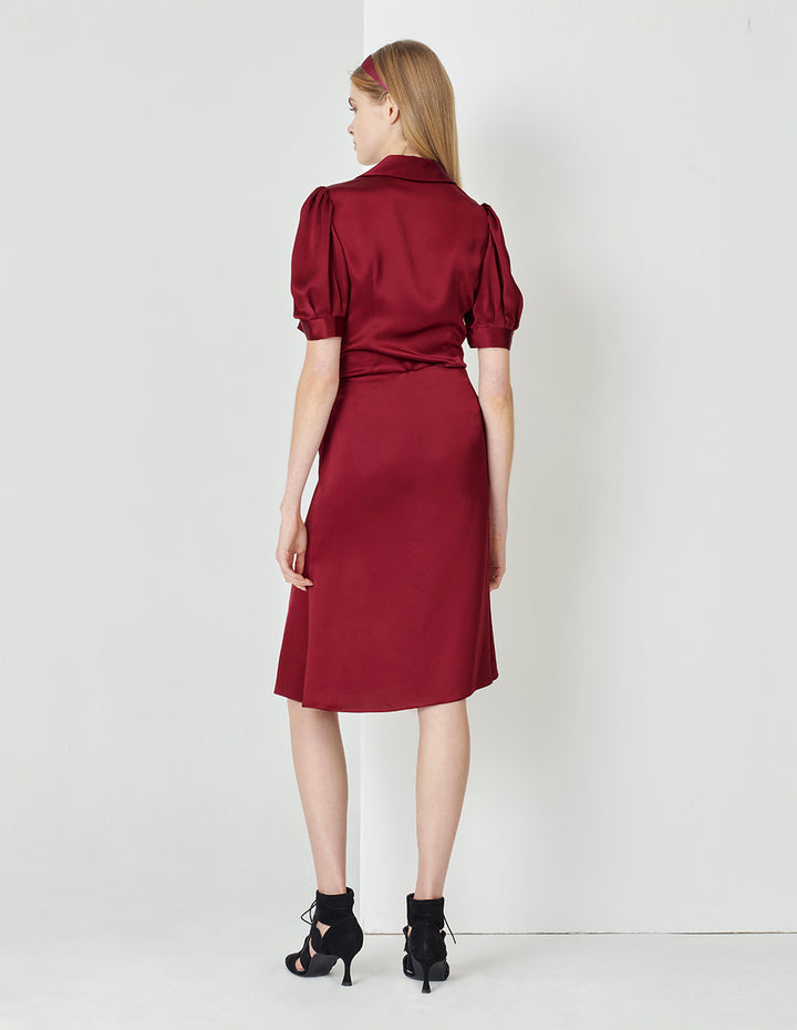 MARYLING Burgundy Ruffle Mermaid Skirt