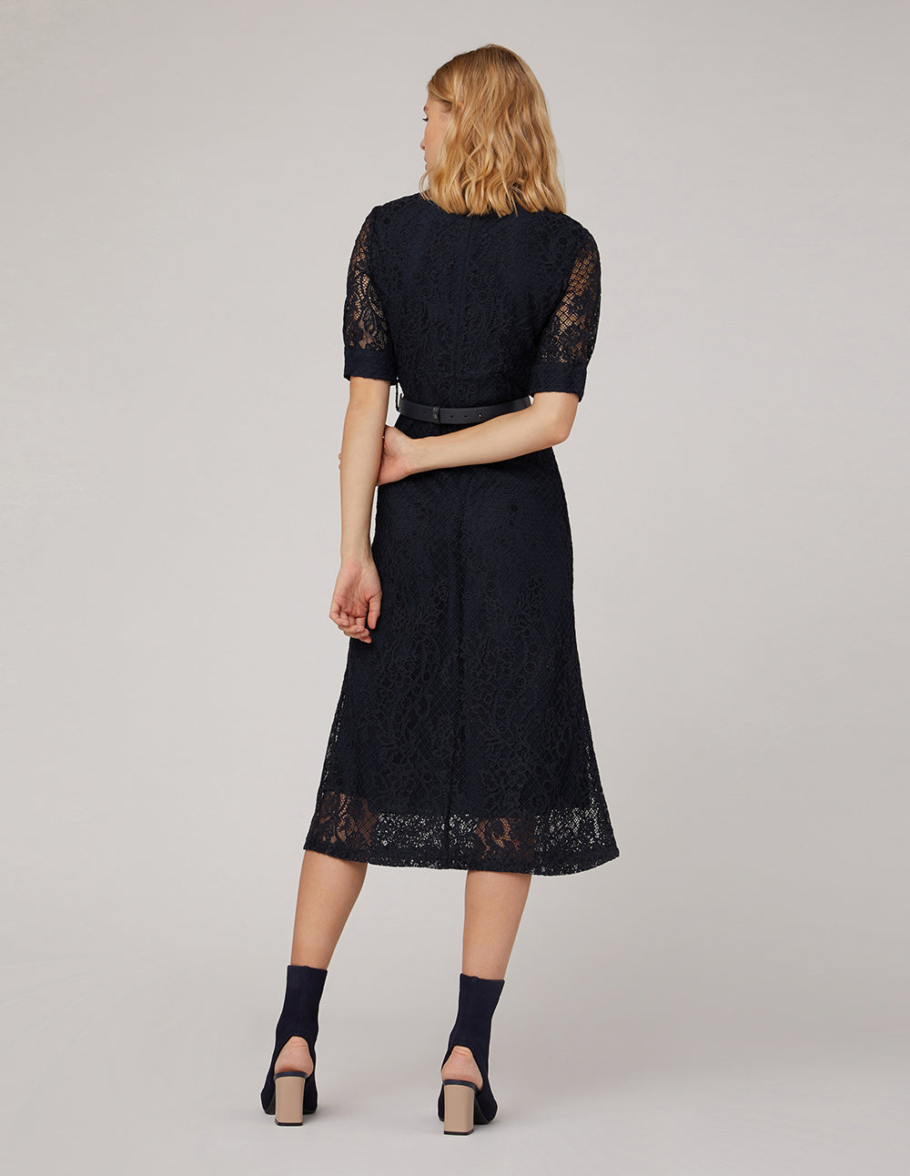 MARYLING Lace Flared Shirt Dress