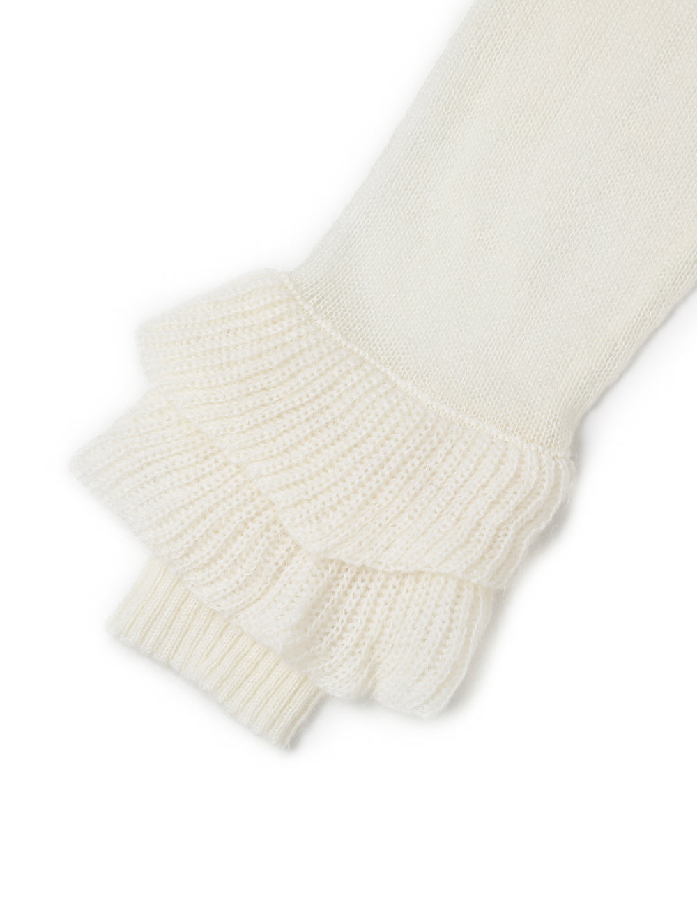 MARYLING Off-White V-Neck Ruffled Knit Pullover