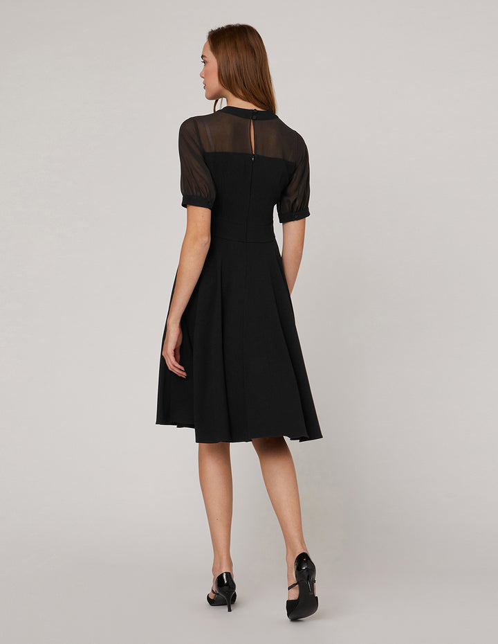 MARYLING Splicing Black Pleated Dress