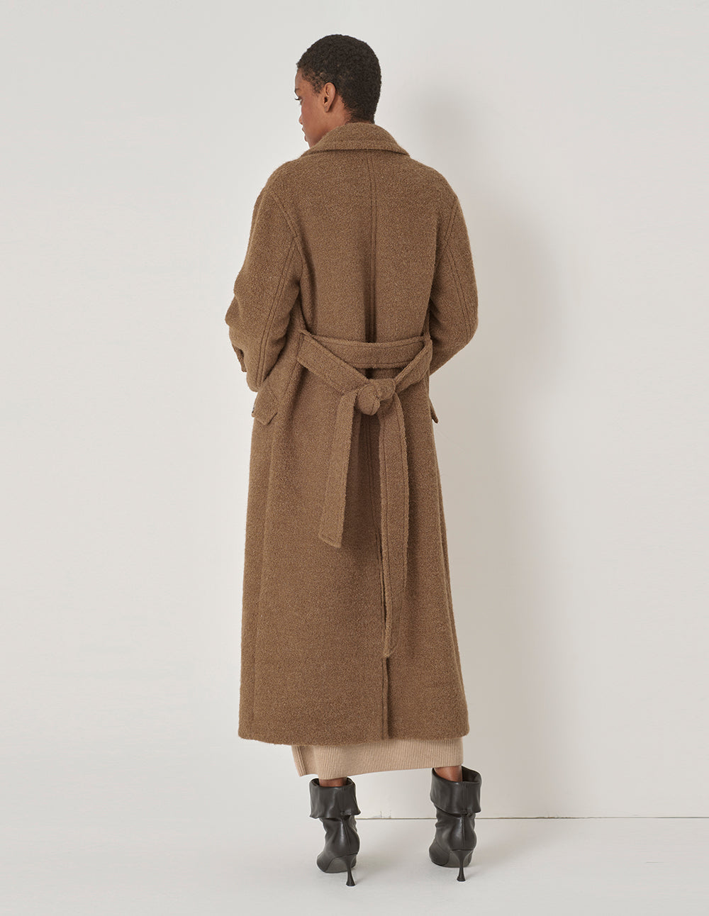 MARYLING Camel Lapel Contrast Button Coat