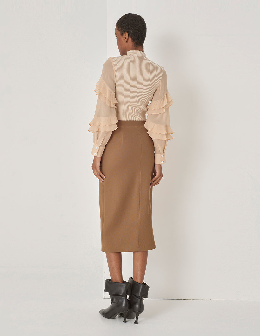 MARYLING Military Style Slit Front Skirt