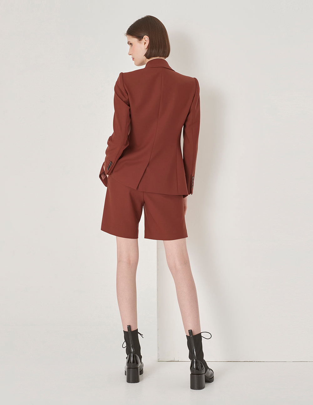 MARYLING Brick Red Wool Button-Down Blazer