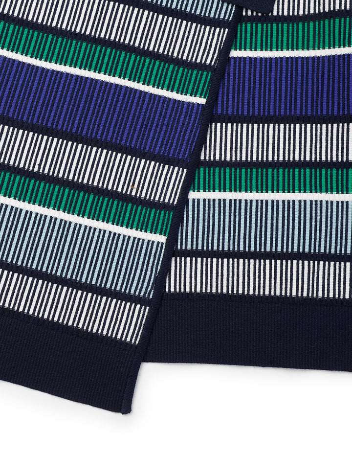 MARYLING Tonal Blue And Green Stripe Knitted Dress