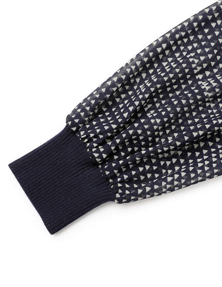 MARYLING Turtleneck Knit Woven Dress