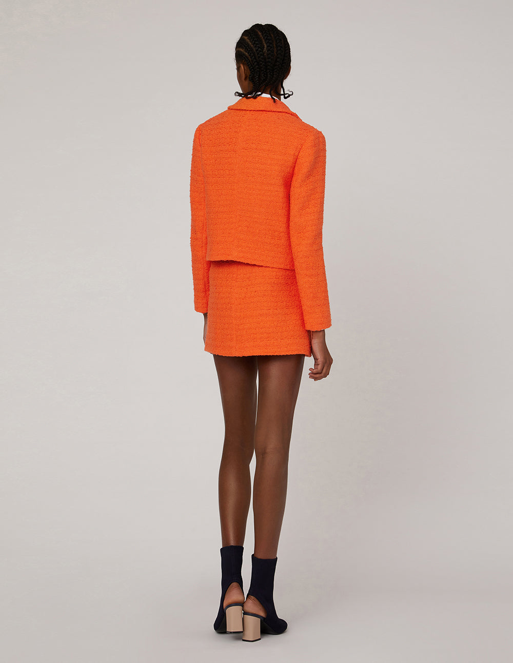 MARYLING METAL BUTTON A-LINE TWEED MINI SKIRT