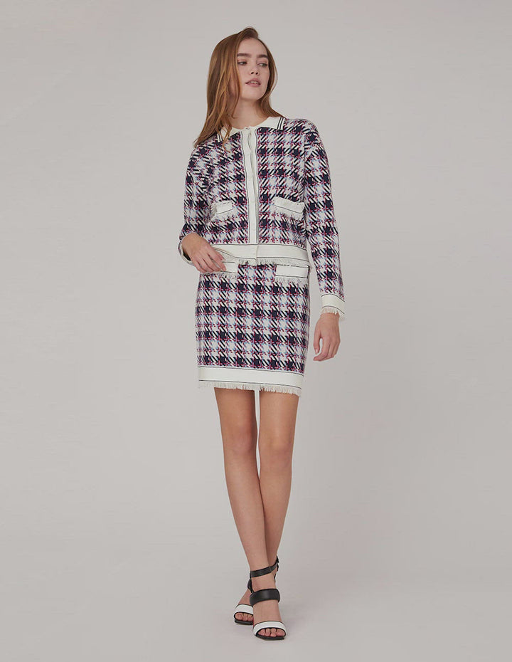 MARYLING Houndstooth Jacquard Knitted Mini Skirt