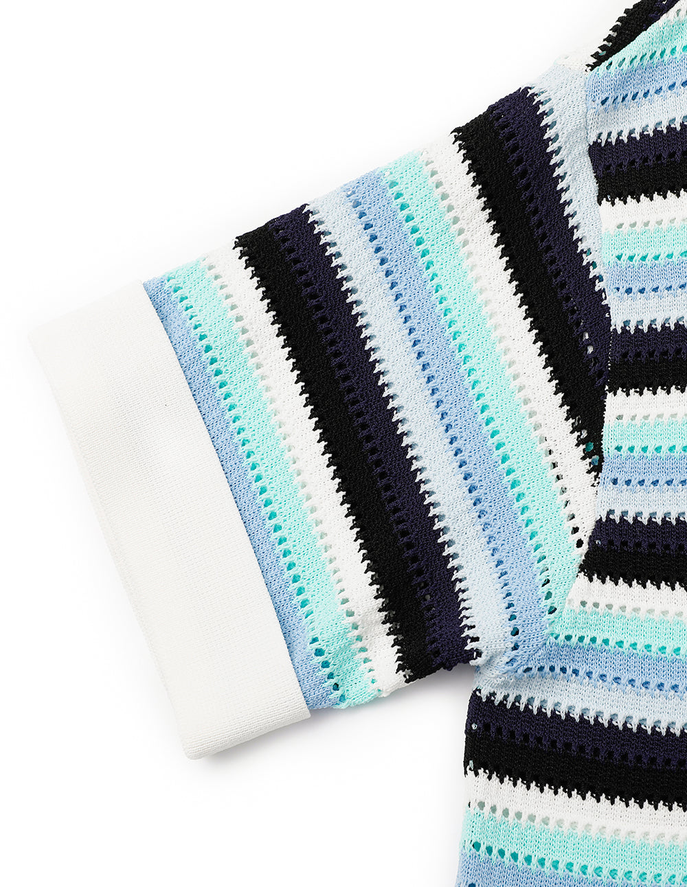 MARYLING Blue-Green Striped Knit Pullover