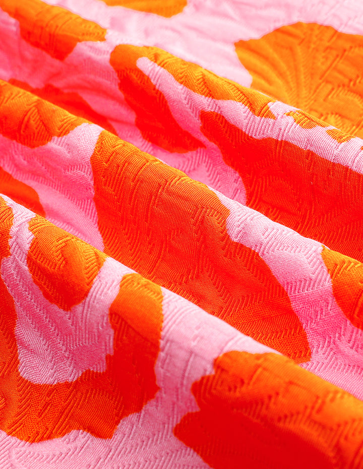 MARYLING Square Neck Puff Sleeve Jacquard Dress