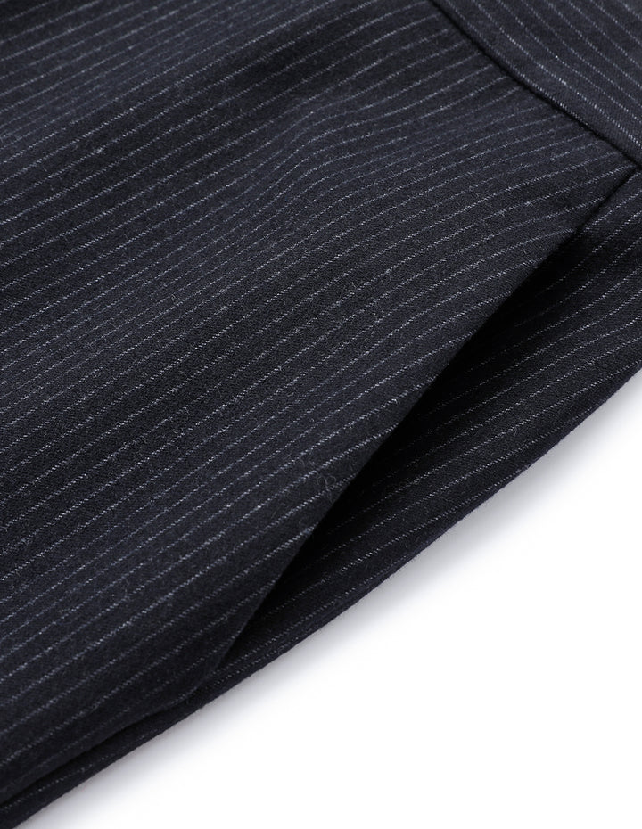 Maryling Navy Striped Straight-Fit Trousers