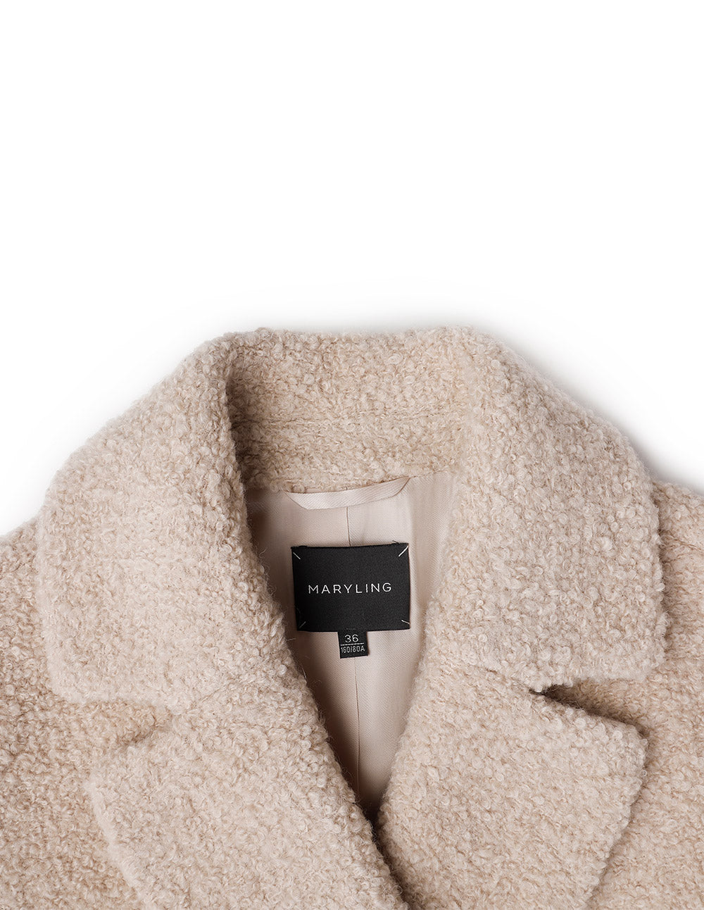 MARYLING beige large lapel long cocoon type dropped shoulder coat