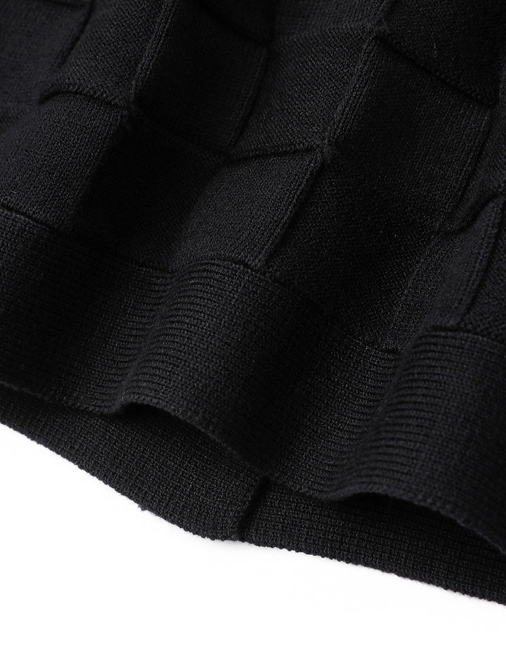 MARYLING Black Lapel Short Sleeve Knit Cardigan