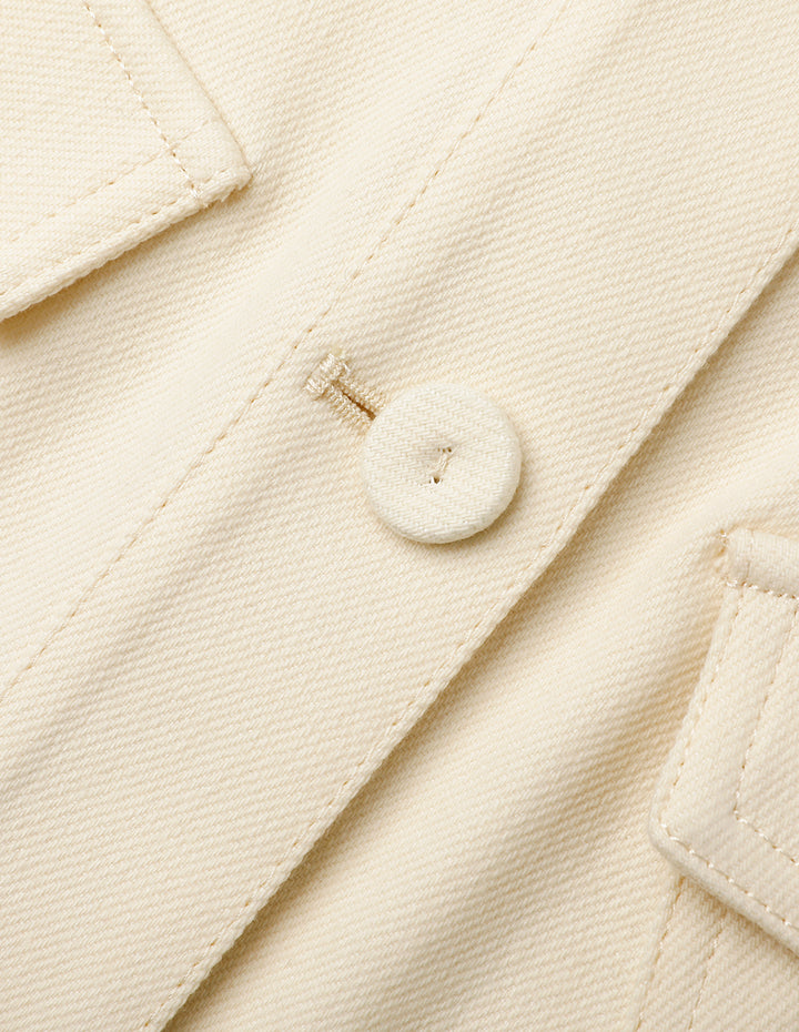 MARYLING White Slanted Pocket Cropped Jacket