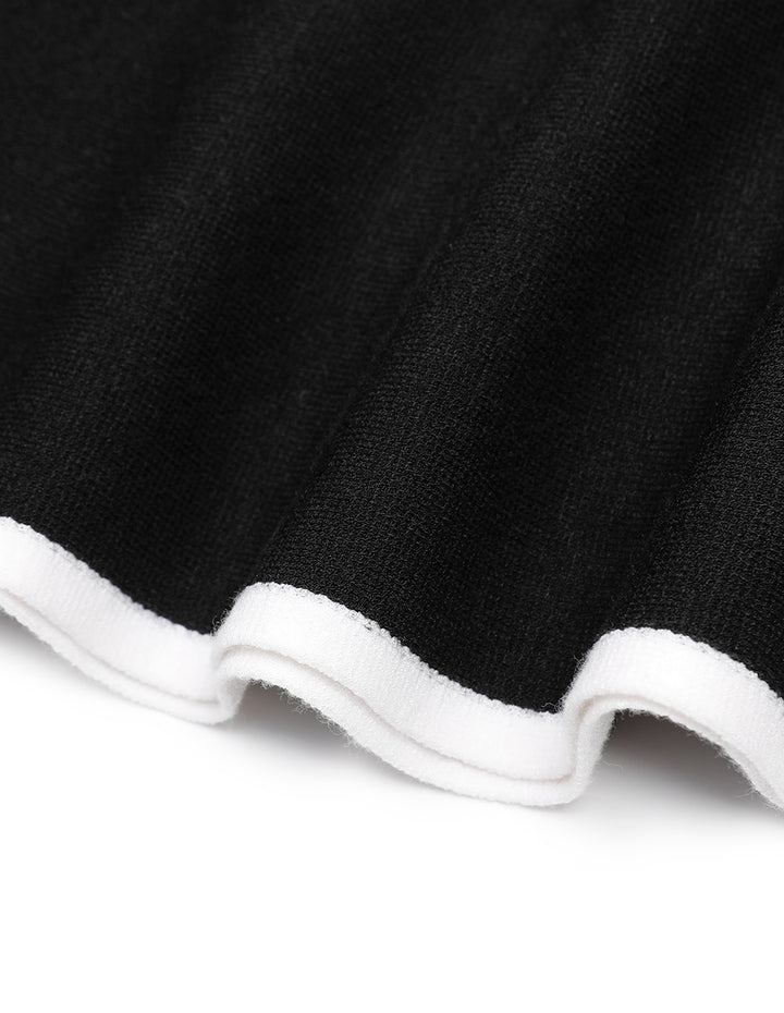 MARYLING Black And White Colour Contrast Knitted Dress