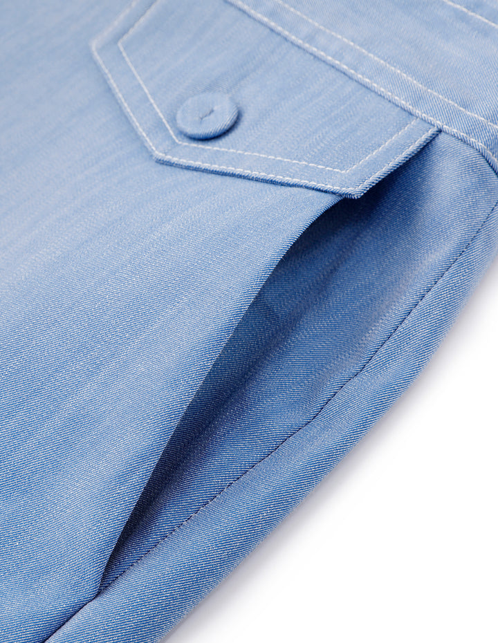 MARYLING Denim Blue Mid-Rise Slanted Pocket Trousers