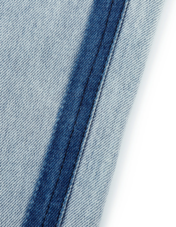 MARYLING Contrast Striped Denim Cropped Pencil Pants