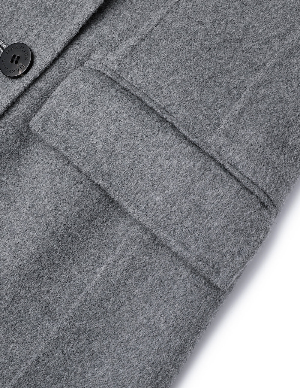 MARYLING Gray Suit Collar Double-Sided Woolen Long Coat