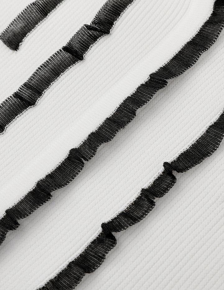 MARYLING White V-Neck Knitted Vest With Collar