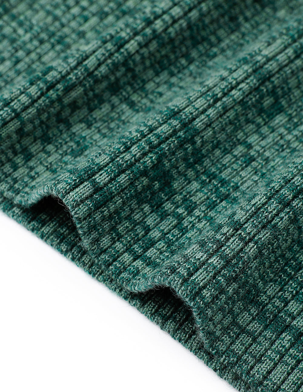 MARYLING Round-Neck Long-Sleeve Slim-Fit Ribbing Pure Green Knitted Pullover