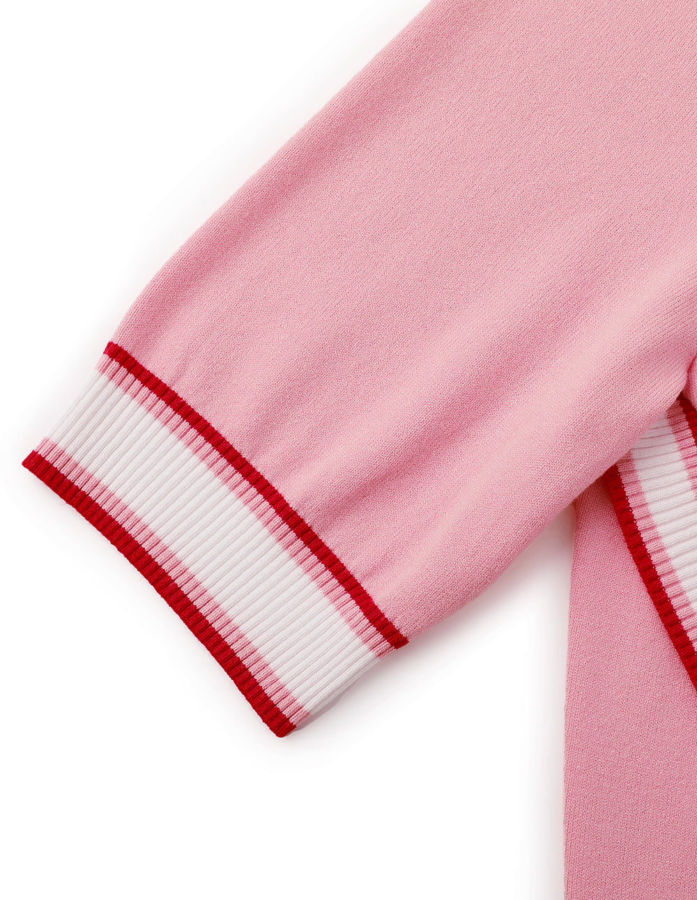 MARYLING Peach Pink Contrasting Rib-Knit Detail Cardigan