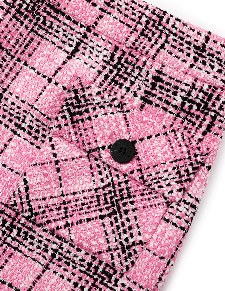 MARYLING Plaid Tweed Straight-Fit Hip Skirt