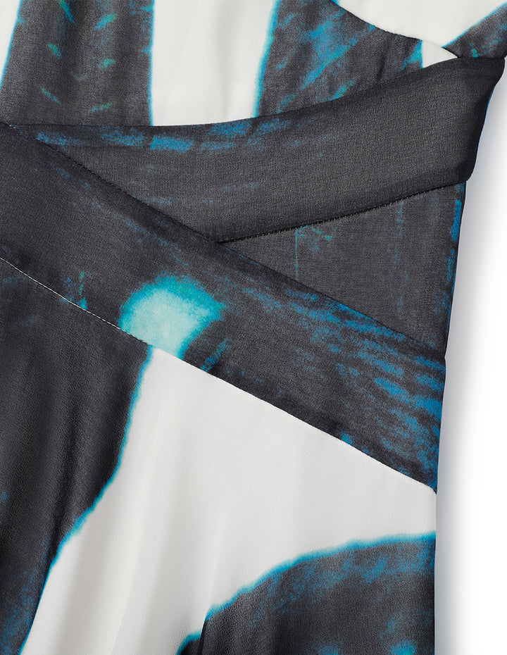 MARYLING Art Striped Print Georgette Dress