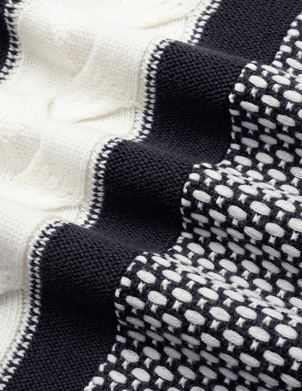 MARYLING Black And White Contrasting Design Knitted Cardigan