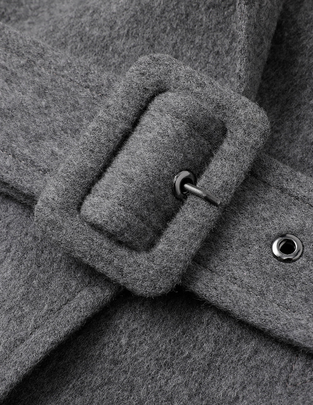 MARYLING Gray Lapel Collar Contrast Button Belted Jacket