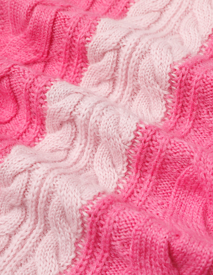 MARYLING Rose Pink Gradient Knitted Cardigan